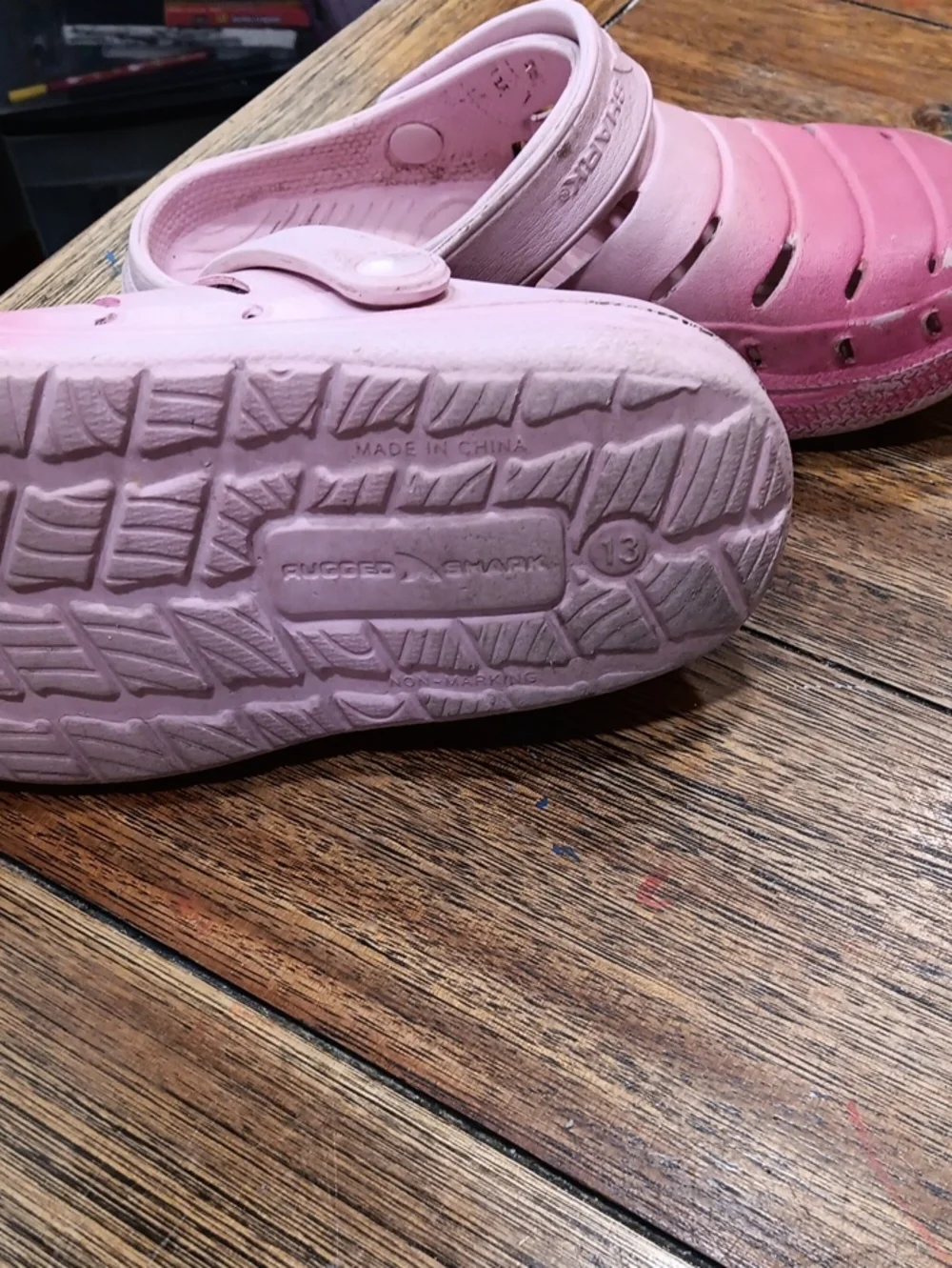 Rugged Shark Kids Pink Slip-On Water Shoes